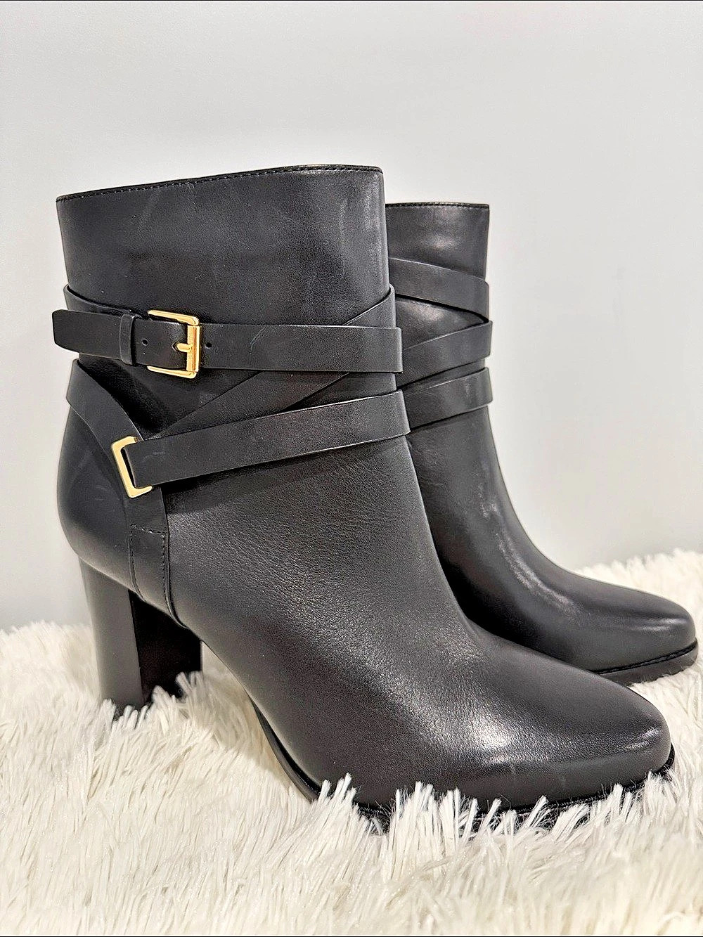 Lauren Ralph Lauren Strappy Heeled Ankle Boots Black US 10 B